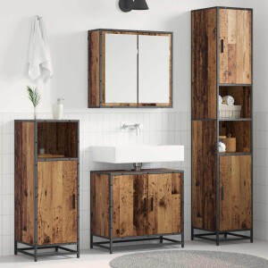 vidaXL Badkamermeubelset met plank 3 pcs Oud Hout Bewerkt hout