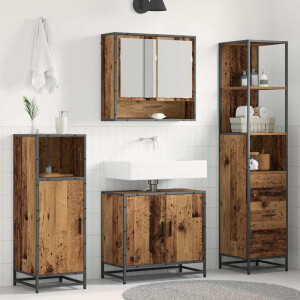 vidaXL Badkamermeubelset met lade 3 pcs Oud Hout Bewerkt hout