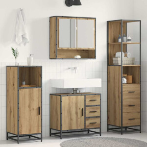 vidaXL Badkamermeubelset met lade 3 pcs Artisan Eiken Bewerkt hout