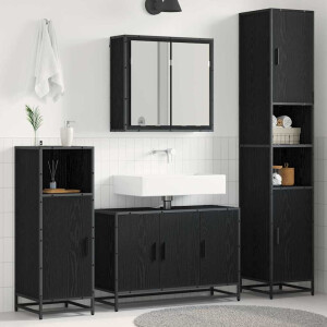 vidaXL Badkamermeubelset met plank 2 pcs Zwart Eiken Bewerkt hout