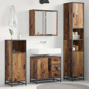 vidaXL Badkamermeubelset met lade 3 pcs Oud Hout Bewerkt hout