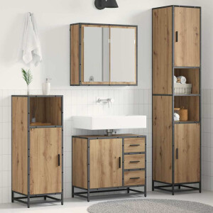 vidaXL Badkamermeubelset met lade 3 pcs Artisan Eiken Bewerkt hout