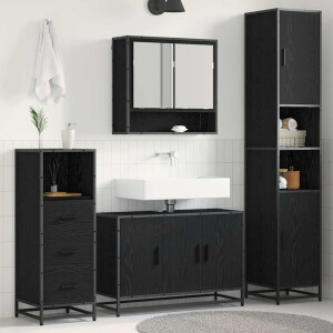 vidaXL Badkamermeubelset met plank 3 pcs Oud Hout Bewerkt hout