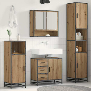 vidaXL Badkamermeubelset met lade 3 pcs Artisan Eiken Bewerkt hout