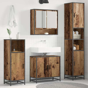 vidaXL Badkamermeubelset met plank 3 pcs Oud Hout Bewerkt hout