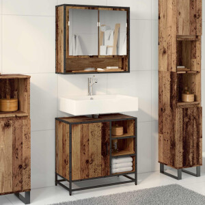 vidaXL Badkamermeubelset met lade 2 pcs Oud Hout Bewerkt hout