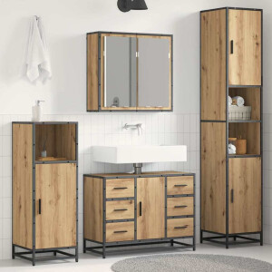 vidaXL Badkamermeubelset met lade 3 pcs Artisan Eiken Bewerkt hout