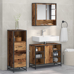 vidaXL Badkamermeubelset met lade 3 pcs Oud Hout Bewerkt hout