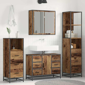 vidaXL Badkamermeubelset met lade 4 pcs Oud hout Bewerkt hout
