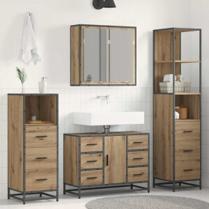 vidaXL Badkamermeubelset 4 pcs artisanaal eikenkleurig Bewerkt hout