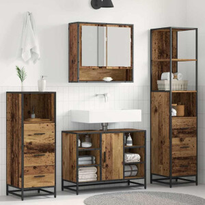 vidaXL Badkamermeubelset met lade 3 pcs Oud Hout Bewerkt hout