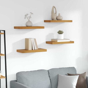vidaXL Wandplank met opslag 4 pcs Bruin 50 x 23 x 4 cm Bewerkt hout
