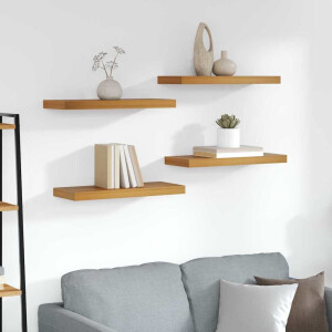 vidaXL Wandplank met opslag 4 pcs Bruin 60 x 23 x 4 cm Bewerkt hout