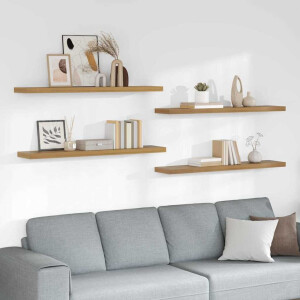 vidaXL Wandplank met opslag 4 pcs Bruin 120 x 23,5 x 4 cm Bewerkt hout