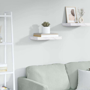 vidaXL Wandplank met opslag Wit Marmer 40 x 23,5 x 4 cm Bewerkt hout