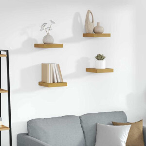 vidaXL Wandplank met opslag 4 pcs Beige 23 x 23,5 x 4 cm Bewerkt hout