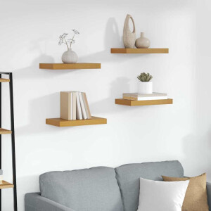 vidaXL Wandplank met opslag 4 pcs Beige 40 x 23,5 x 4 cm Bewerkt hout