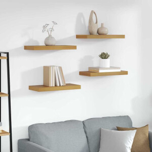 vidaXL Wandplank met opslag 4 pcs Beige 50 x 23,5 x 4 cm Bewerkt hout