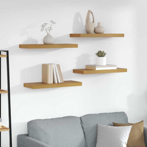 vidaXL Wandplank met opslag 4 pcs Beige 60 x 23 x 4 cm Bewerkt hout