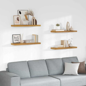 vidaXL Wandplank met opslag 4 pcs Beige 80 x 23,5 x 4 cm Bewerkt hout