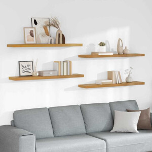 vidaXL Wandplank met opslag 4 pcs Beige 120 x 23,5 x 4 cm Bewerkt hout