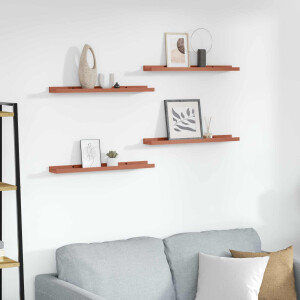 vidaXL Wandplank met plank 4 pcs Rood 60 x 9 x 3 cm Bewerkt hout