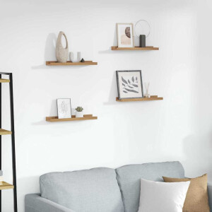vidaXL Wandplank met plank 4 pcs Bruin 40 x 9 x 3 cm Bewerkt hout
