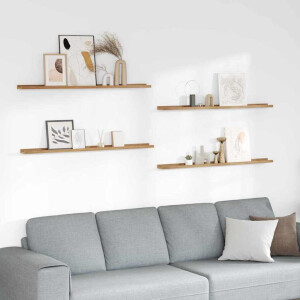 vidaXL Wandplank met plank 4 pcs Bruin 115 x 9 x 3 cm Bewerkt hout