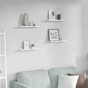 vidaXL Wandplank met plank 4 pcs Wit Marmer 40 x 9 x 3 cm Bewerkt hout