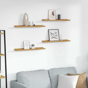 vidaXL Wandplank met plank 4 pcs Beige 60 x 9 x 3 cm Bewerkt hout