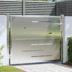 vidaXL Tuinpoort met slot Zilver 85 x 70 cm Roestvrij staal