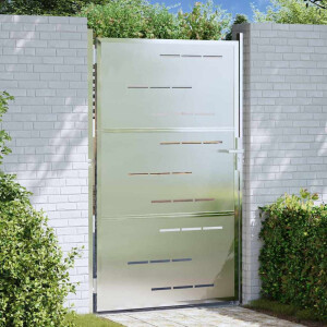 vidaXL Tuinpoort met slot Zilver 85 x 144 cm Roestvrij staal