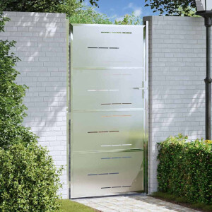 vidaXL Tuinpoort met slot Zilver 85 x 196 cm Roestvrij staal