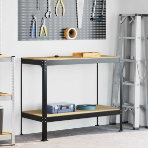 vidaXL Werkbank Zwart 115 x 55 x 91 cm Bewerkt hout en metaal