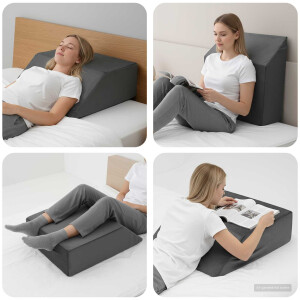 vidaXL Been Kussen Effen Grijs 63 x 52 x 19 cm PU Schuim