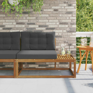 vidaXL Buiten Eindbank met kussen Naturel 115 x 83 x 73 cm