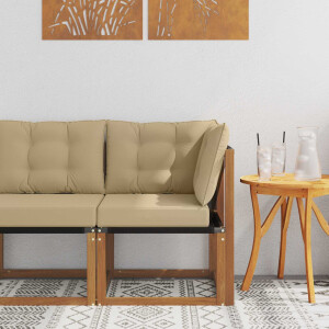 vidaXL Buiten Hoek Sofa Massief acaciahout en Textilene Stof Naturel