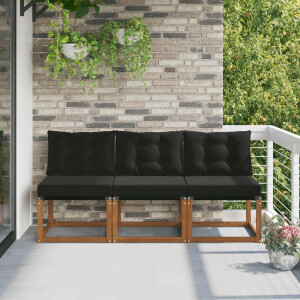 vidaXL 3 Stuk Buitenzitmiddelsofa Massief acaciahout en Textilene Stof