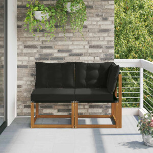 vidaXL Outdoor Midden- en Hoeksalon met kussen 2 Stuk Naturel