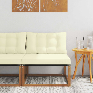 vidaXL Buiten Midden Sofa Massief Acaciahout en Textilene Naturel