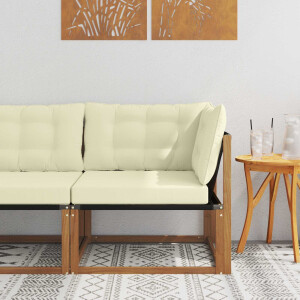 vidaXL Buiten Hoek Sofa Massief Acaciahout en Textilene Naturel