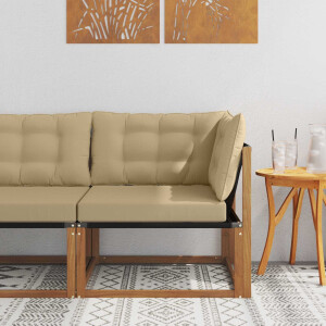 vidaXL Buiten Hoek Sofa Massief Acaciahout en Textilene Naturel