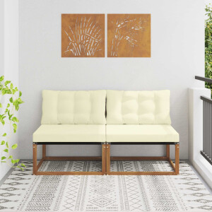 vidaXL 2 Stuk Buiten Midden Sofa Massief Acaciahout en Textilene