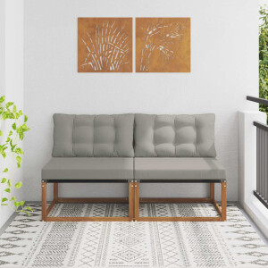 vidaXL 2 Stuk Buiten Midden Sofa Massief Acaciahout en Textilene