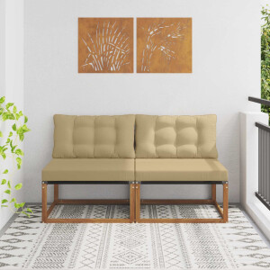 vidaXL 2 Stuk Buiten Midden Sofa Massief Acaciahout en Textilene