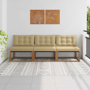 vidaXL 3 Stuk Buiten Midden Sofa Massief Acaciahout en Textilene