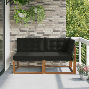 vidaXL Outdoor Midden- en Hoeksalon met kussen 7 Stuk Naturel