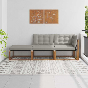 vidaXL Sectie Sofa Eenheden met kussen 3 Stuk Naturel en lichtgrijs