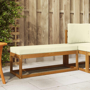vidaXL Buiten Krukbank met kussen Natuurlijk en Crème 115 x 43 x 45 cm