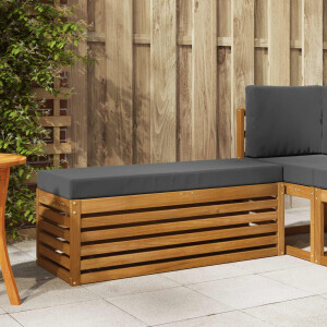 vidaXL Stoelbank met kussen Natuurlijk en Antraciet 115 x 43 x 37 cm